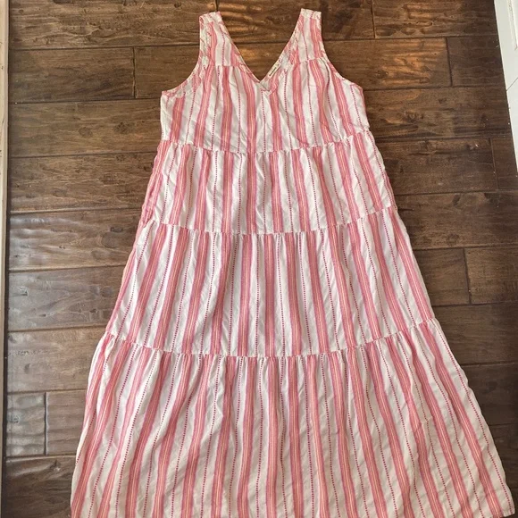 Marine Layer Corinne Tiered Cotton Maxi Dress Size XL Cotton Coastal Vacation - Picture 3 of 8